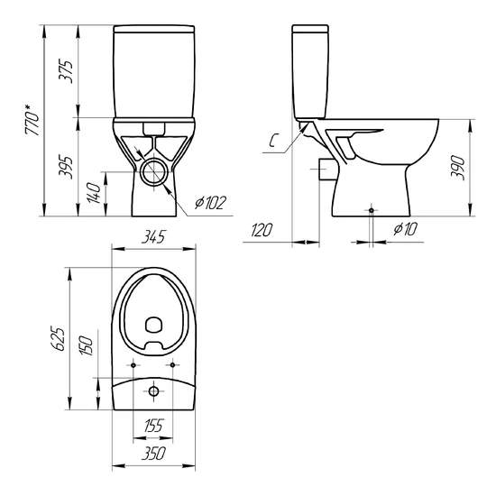 Унитаз-компакт PARVA Clean On 011 3/6 DPL EO