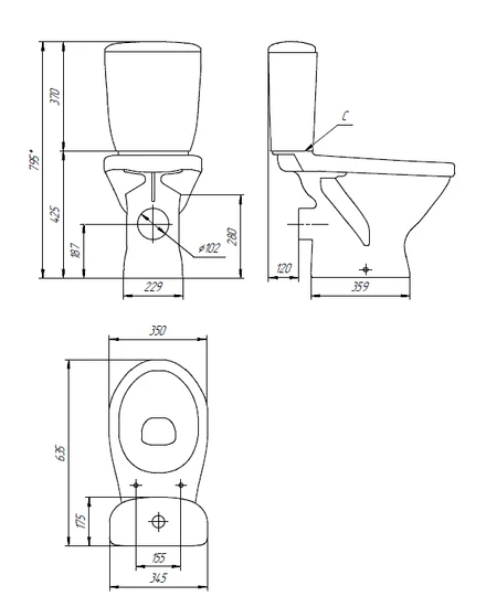 Унитаз-компакт MELAR 031 3/6 DPL EO slim