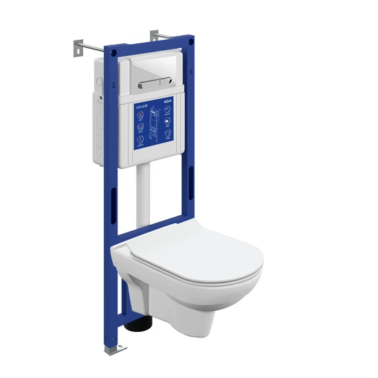 Комплект CITY CO DPL EO slim инсталляция AQUA 40 SMART M кнопка ESTETICA пластик белый с рамкой хром