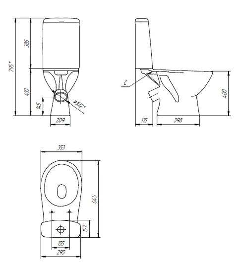 Унитаз-компакт FLAVIS 031 3/6 DPL EO slim