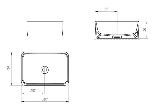 Раковина CREA 50 RECTANGULAR