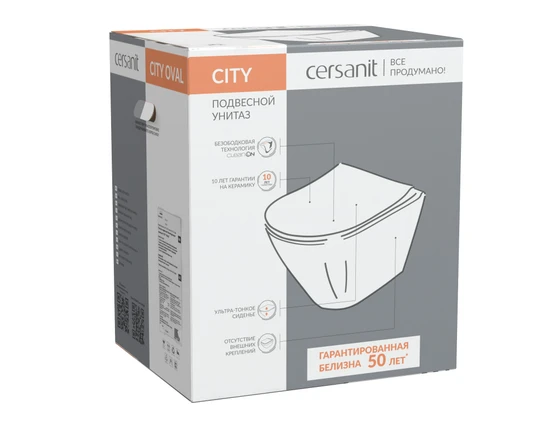 Подвесной унитаз CITY OVAL Clean On DPL EO slim