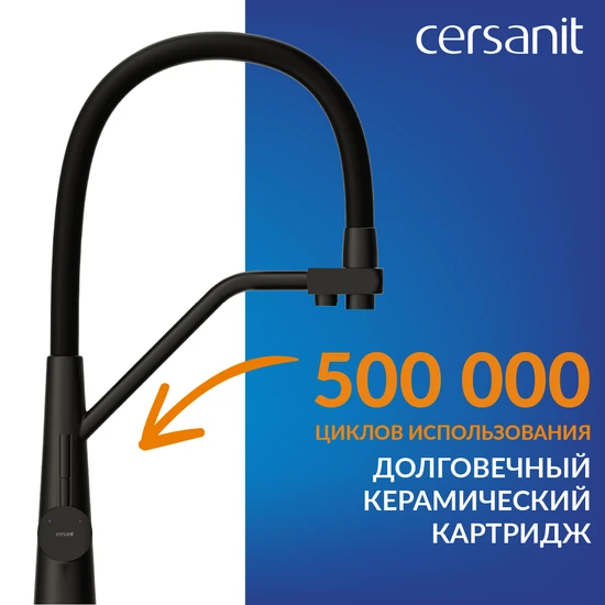 Смеситель для кухни VIVO однорычажный с подключением фильтра с гибким изливом черный