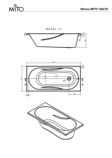 Ванна прямоугольная MITO RED 150x70