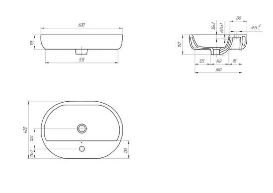 Раковина CASPIA 60 OVAL