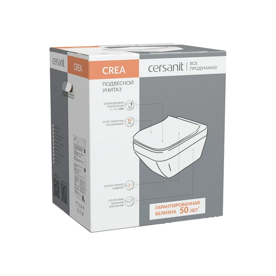 Подвесной унитаз CREA SQUARE Clean On DPL EO slim