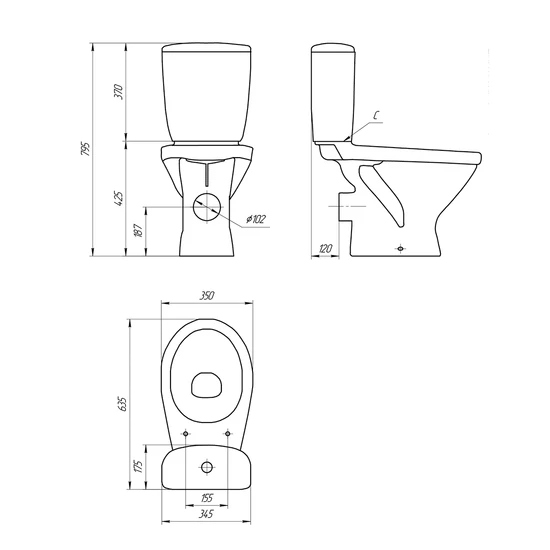 Унитаз-компакт MELAR 031 3/6 DPL EO slim