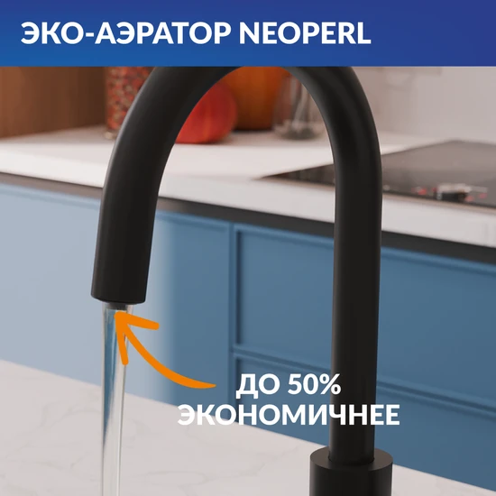 Смеситель для кухни MODUO однорычажный с подключением фильтра черный