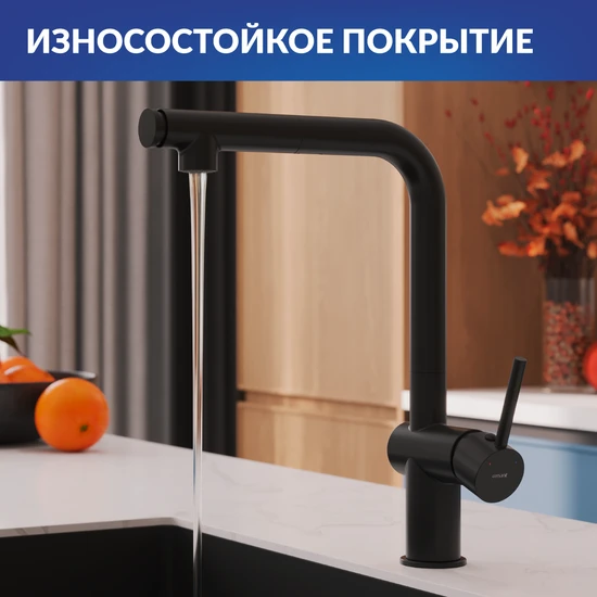 Смеситель для кухни FLAVIS с выдвижным изливом два режима черный