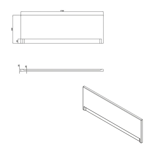 Панель для ванны фронтальная UNIVERSAL TYPE 1 170
