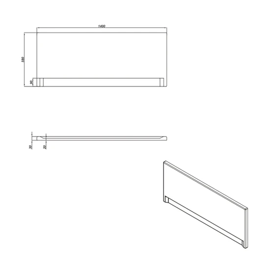Панель для ванны фронтальная UNIVERSAL TYPE 1 140