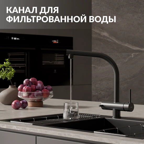Смеситель для кухни CREA однорычажный с подключением фильтра черный
