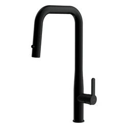 Смеситель для кухни OLIVA с п-образным выдвижным изливом шланг черный