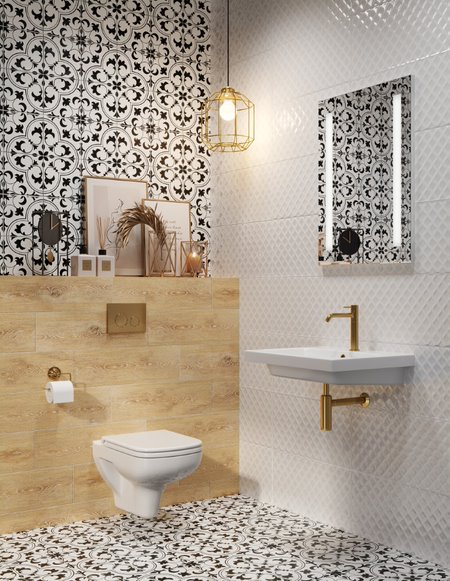 Мебель для маленькой ванной комнаты в скандинавском стиле / Интерьер ванной комнаты / Cersanit