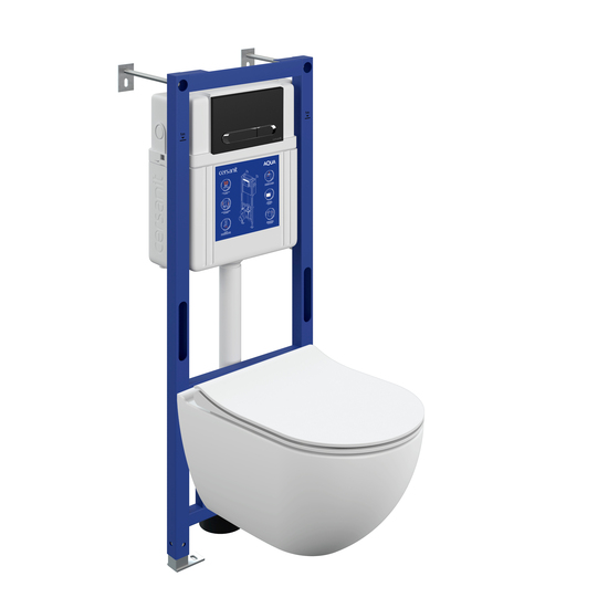 Комплект BRASKO SMART DPL EO slim инсталляция AQUA 40 SMART M кнопка ESTETICA пластик черный матовый с рамкой хром LP